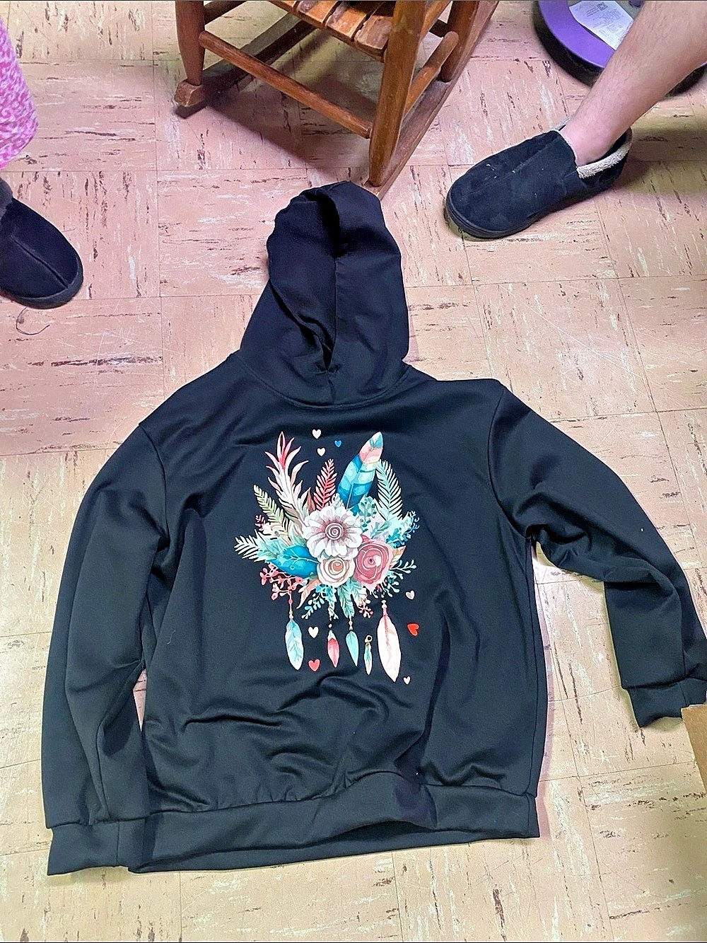 Graphic Hoodie in Black Like New